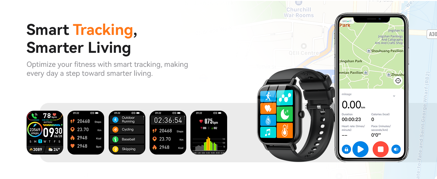 Sport smart watch for men women