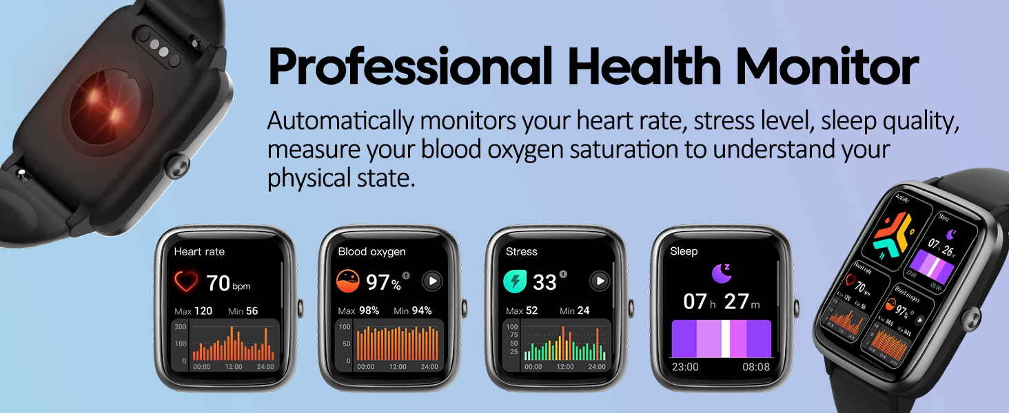 Smart watch with heart rate monitor