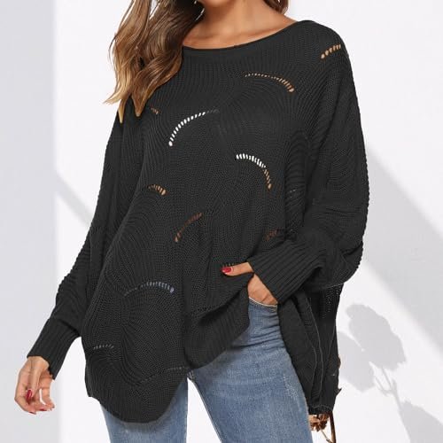 41txYAygEZL Women Batwing Sleeve Oversized Sweater Crewneck Loose Knit Jumper Casual Comfy Pullover Sweaters Fashion Knitwear