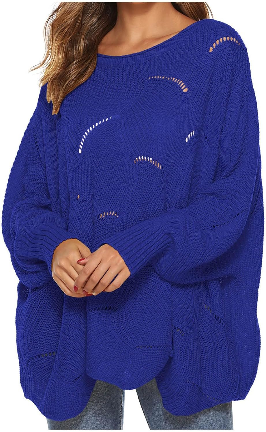 711kFCSZlML._AC_SL1500 Women Batwing Sleeve Oversized Sweater Crewneck Loose Knit Jumper Casual Comfy Pullover Sweaters Fashion Knitwear