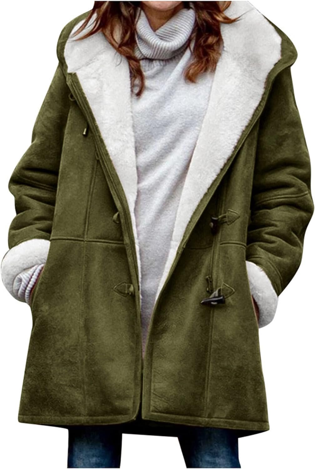71hYL4vgAsL._AC_SL1500 Windproof Sherpa Lined Outerwear for Women Winter, Fashion Fleece Hooded Overcoat with Pockets, Warm and Thicken Parka Jacket