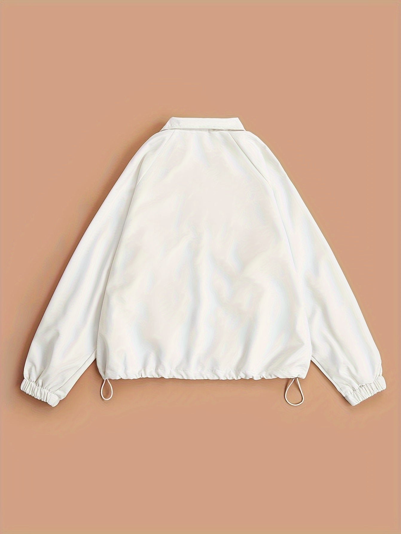 5b653c4ff2de4bfac66a1d756ec61ca4-1 Solid Zip Up Jacket, Casual Long Sleeve Windproof Daily Outerwear With Bag, Women's Clothing