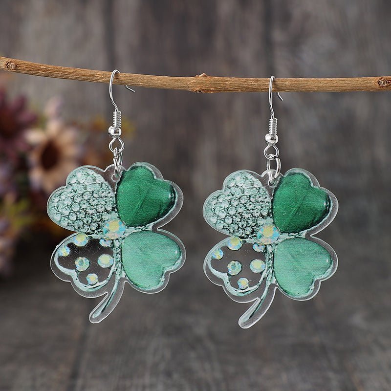 Green Four-leaf Clover Earring Retro Style