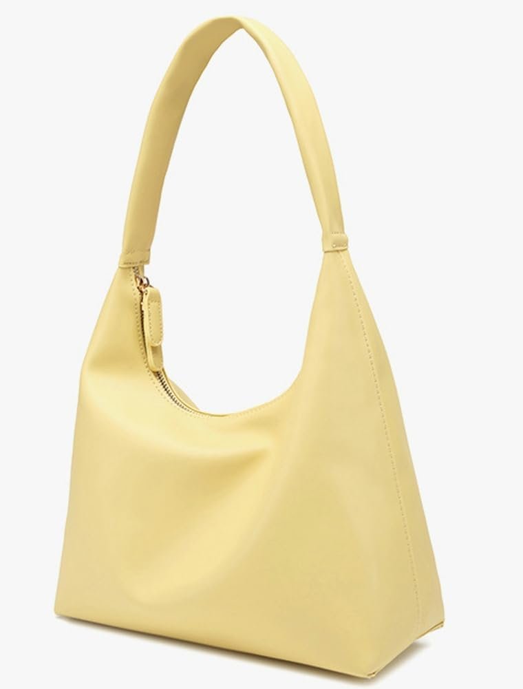 Trendy PU Leather Crescent Shoulder Bag  for Women Tote Handbags Retro Soft Underarm Crossbody Purses