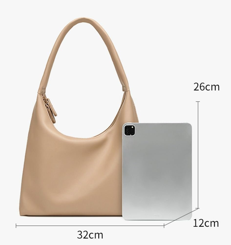 Trendy PU Leather Crescent Shoulder Bag  for Women Tote Handbags Retro Soft Underarm Crossbody Purses