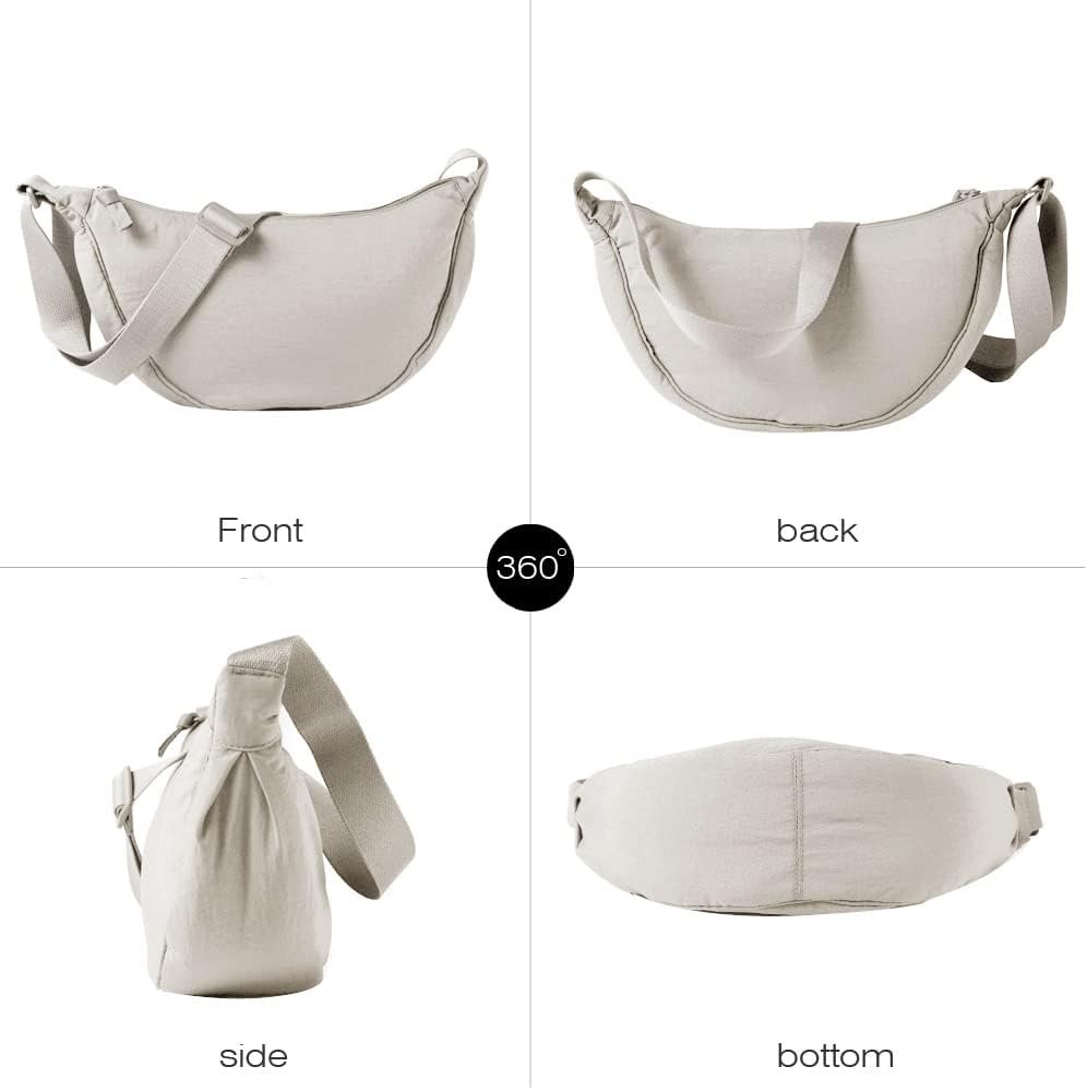 Nylon Crescent Crossbody Bag for Women Men Fanny Pack Crossbody Bag Dumpling Lightweight Travel Sling Bag