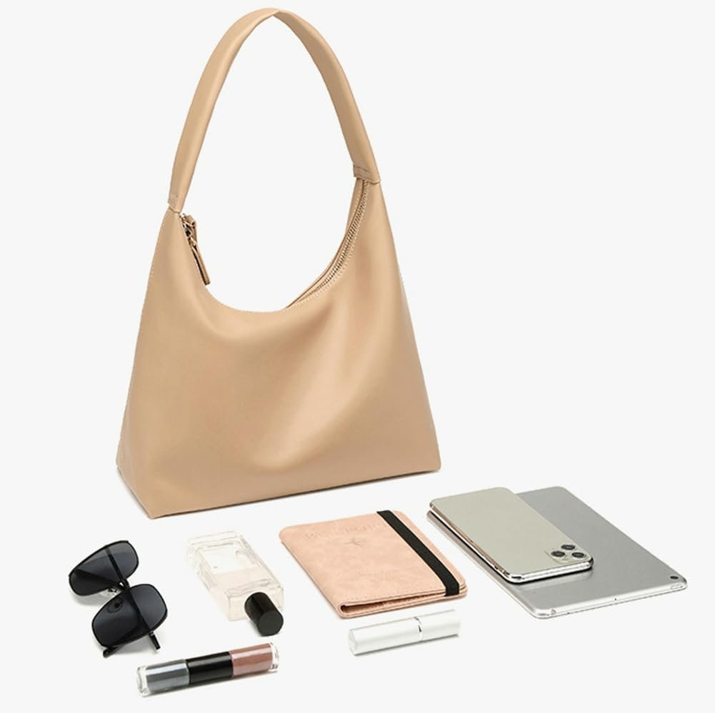 Trendy PU Leather Crescent Shoulder Bag  for Women Tote Handbags Retro Soft Underarm Crossbody Purses