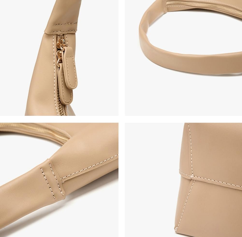 Trendy PU Leather Crescent Shoulder Bag  for Women Tote Handbags Retro Soft Underarm Crossbody Purses