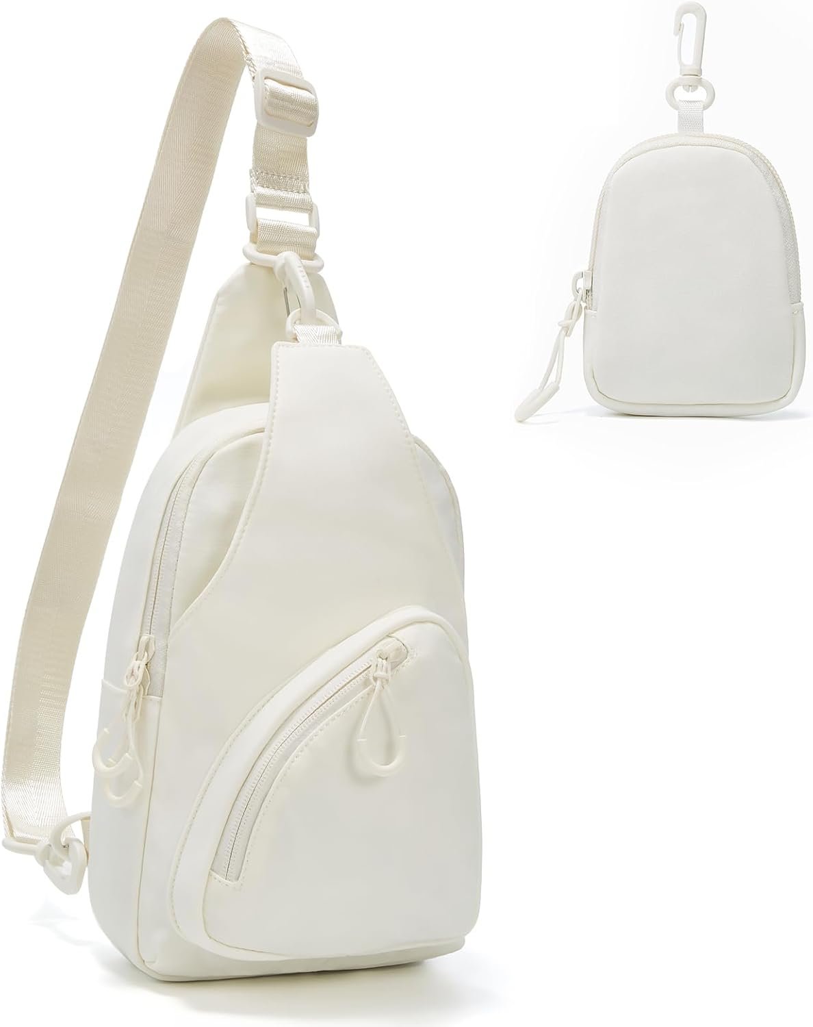 6163eUQyCrL._AC_SL1500-1 Small Sling Bag Crossbody Bags for Women Men, Crossbody Sling Backpack, Chest Bag Daypack with Convertible Shoulder Strap, Cross Body Bags Trendy for Travel Camping Hiking White