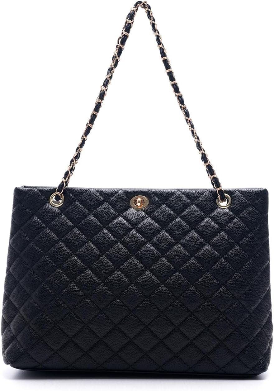 Large Chain Shoulder Bag for Women, Double Strap Handbags Tote Purse