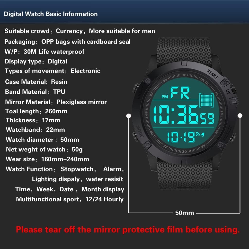 61PSqJsqHeL._AC_SL1024 Men's Digital Sports Watch Military Electronic Waterproof Wrist Watches for Men with Stopwatch Countdown Timer Alarm Date LED Backlight