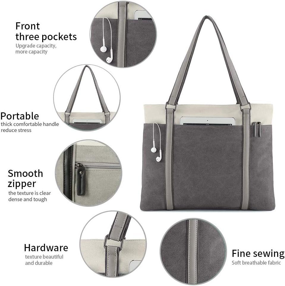 Women's Work Bag with Laptop Compartment Zipper Pockets Teacher Totes Purse