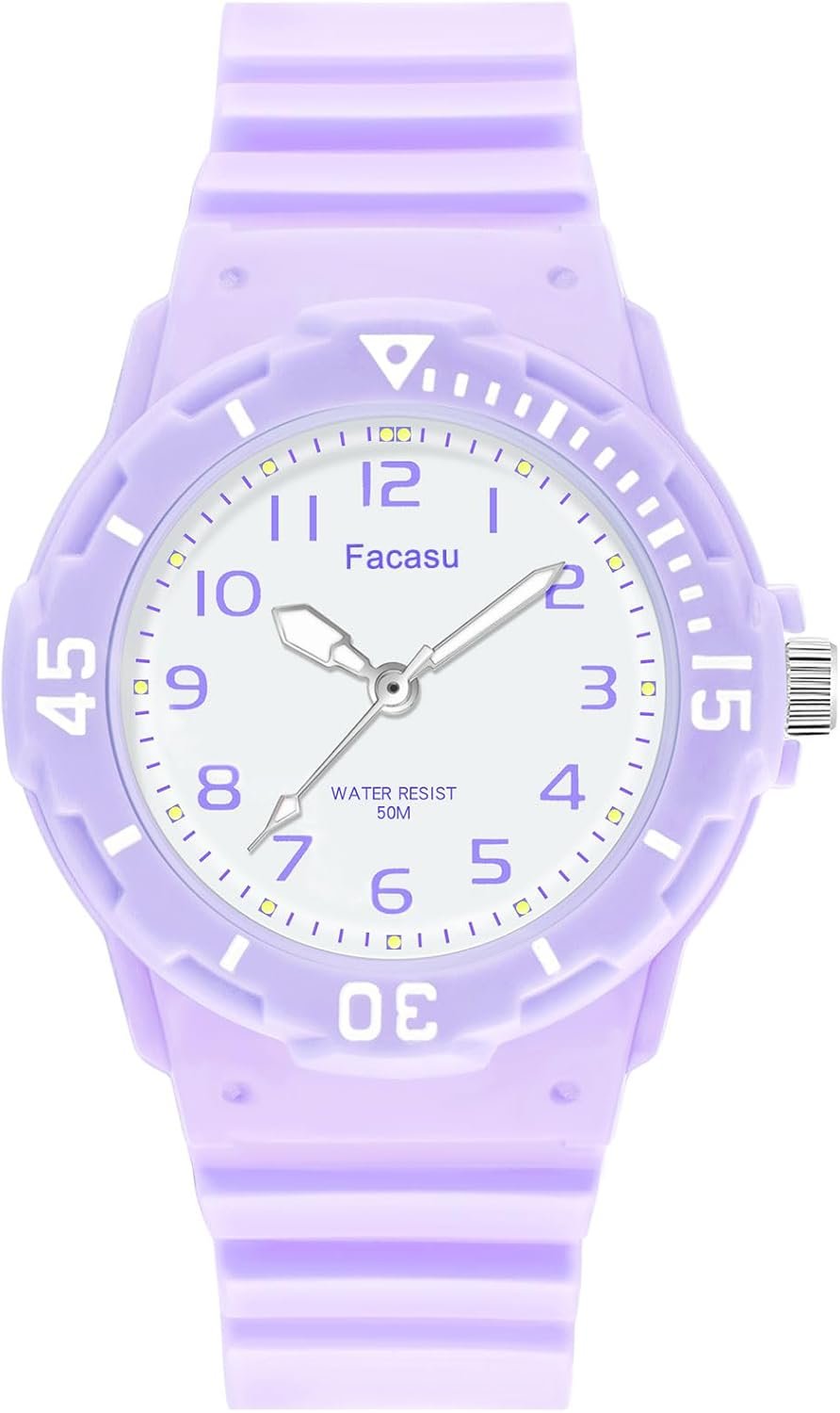 Kids Analog Watch for Boys Girls,50M Waterproof Children Quartz Soft Strap,Easy to Read Learn Time Watch for Kids Ages 3-12