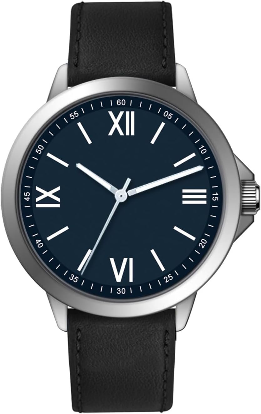 Men Quartz Watch with Leather Strap Wrist Watch - Classic Arabic Numbers, White, Dress, Fashion Simple Style