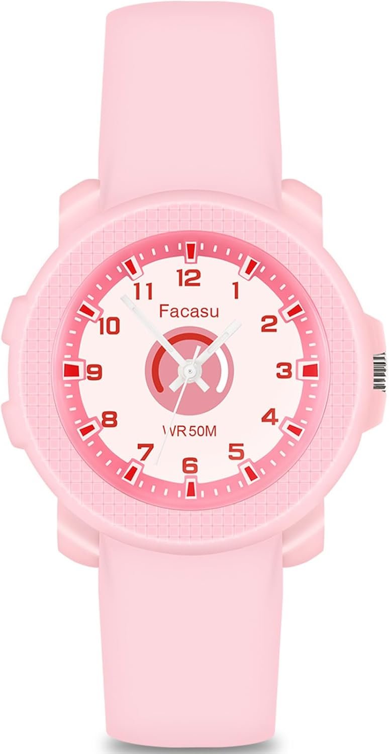 Kids Analog Watch for Boys Girls,50M Waterproof Children Quartz Soft Strap,Easy to Read Learn Time Watch for Kids Ages 3-12