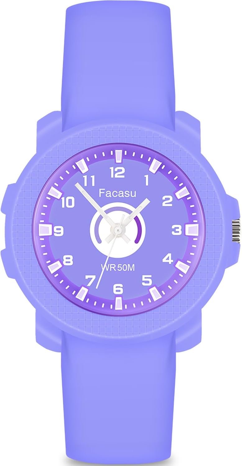 Kids Analog Watch for Boys Girls,50M Waterproof Children Quartz Soft Strap,Easy to Read Learn Time Watch for Kids Ages 3-12