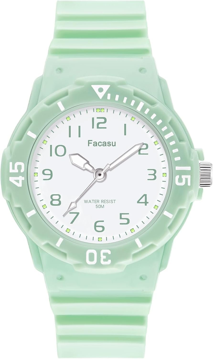 Kids Analog Watch for Boys Girls,50M Waterproof Children Quartz Soft Strap,Easy to Read Learn Time Watch for Kids Ages 3-12