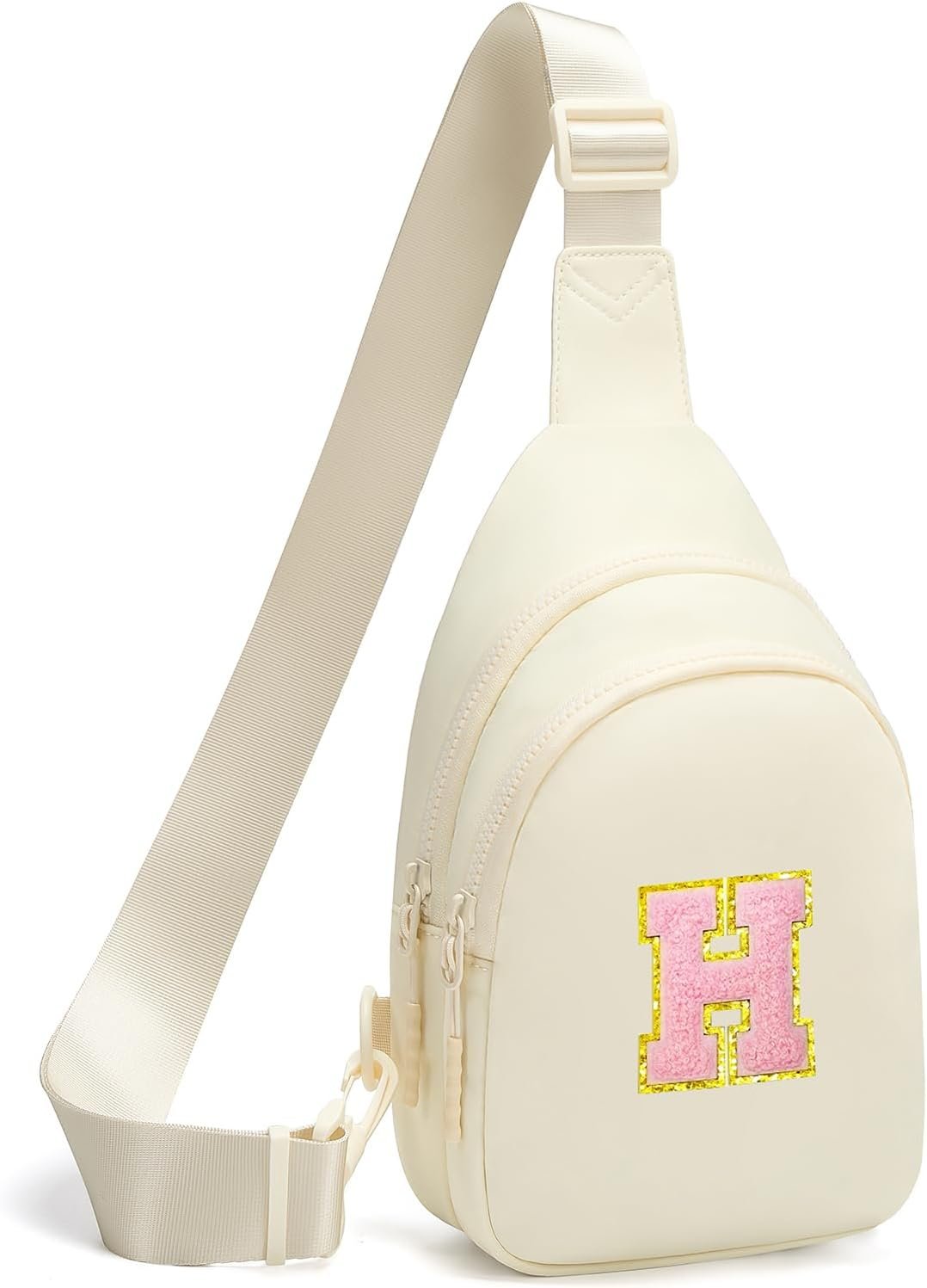 Small Sling Bag Crossbody Bags for Women Men, Crossbody Sling Backpack, Chest Bag Daypack with Convertible Shoulder Strap, Cross Body Bags Trendy for Travel Camping Hiking White