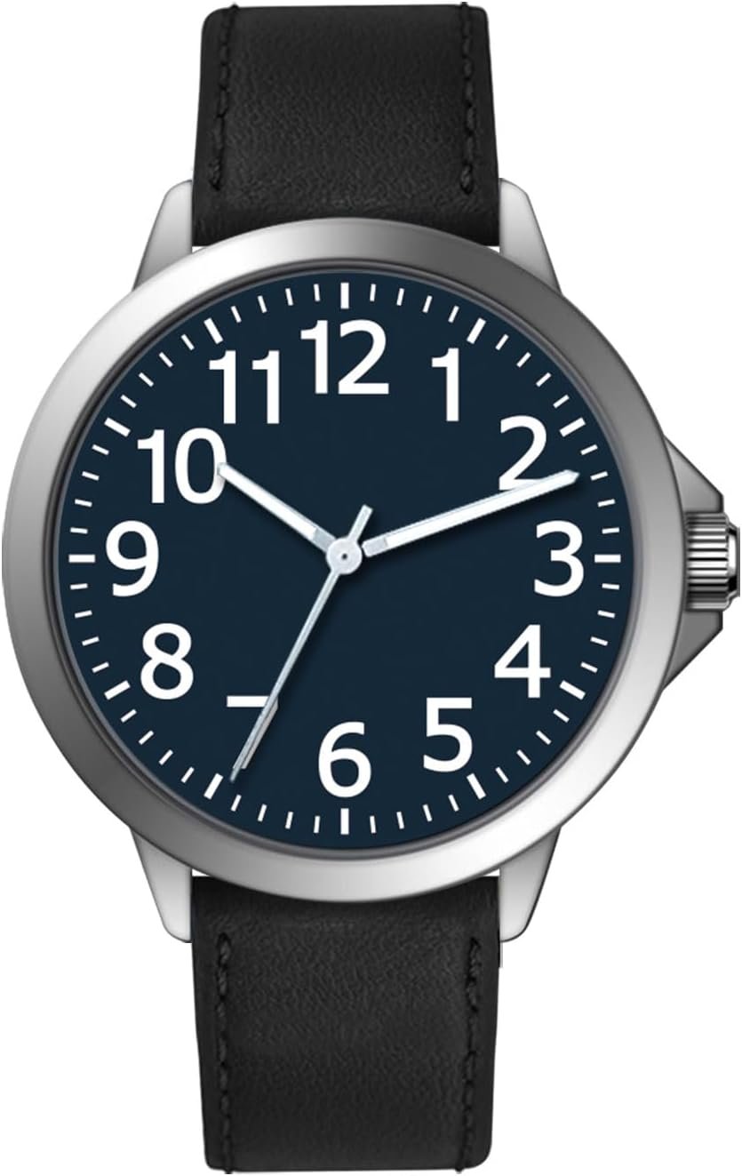 Men Quartz Watch with Leather Strap Wrist Watch - Classic Arabic Numbers, White, Dress, Fashion Simple Style