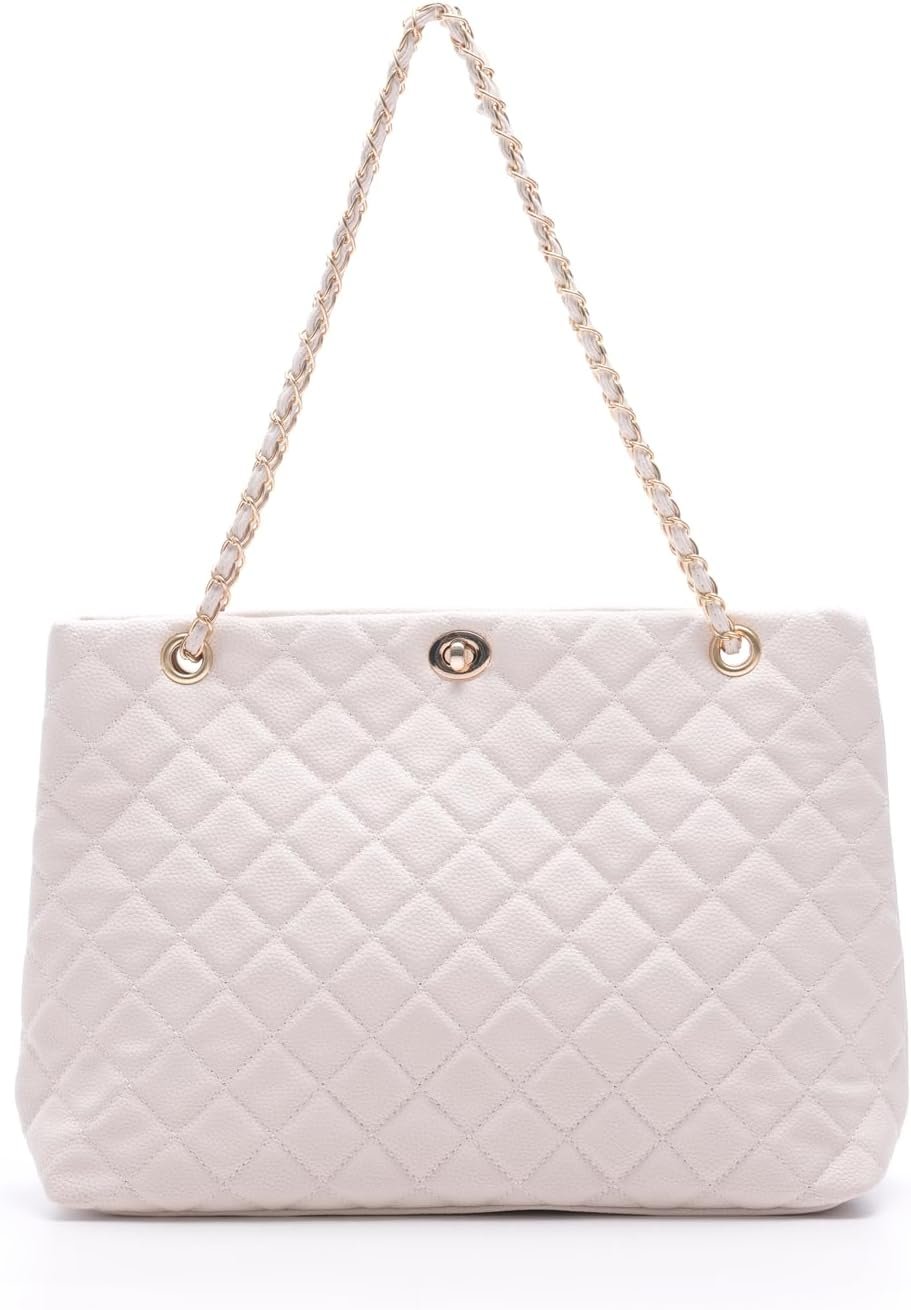 61zjvxpRZVL._AC_SL1500-1 Large Chain Shoulder Bag for Women, Double Strap Handbags Tote Purse