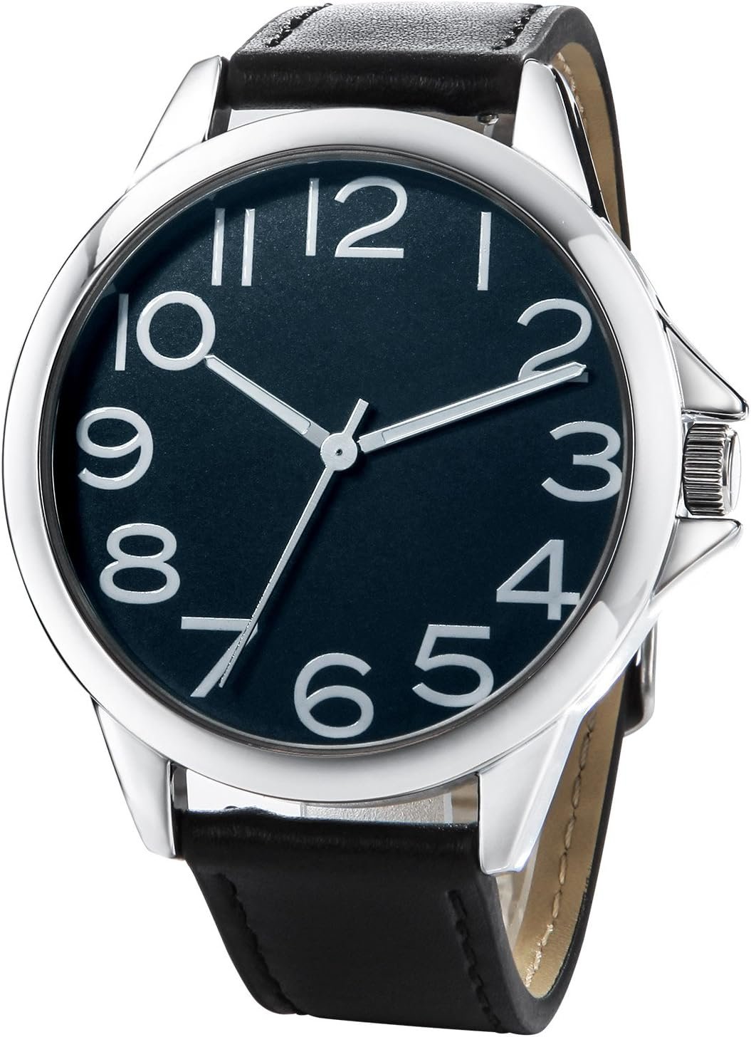 Men Quartz Watch with Leather Strap Wrist Watch - Classic Arabic Numbers, White, Dress, Fashion Simple Style