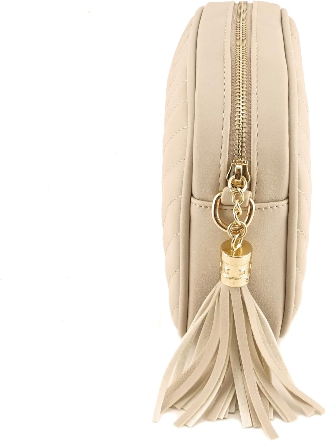 Simple Shoulder Crossbody Bag With Metal Chain Strap And Tassel Top Zipper