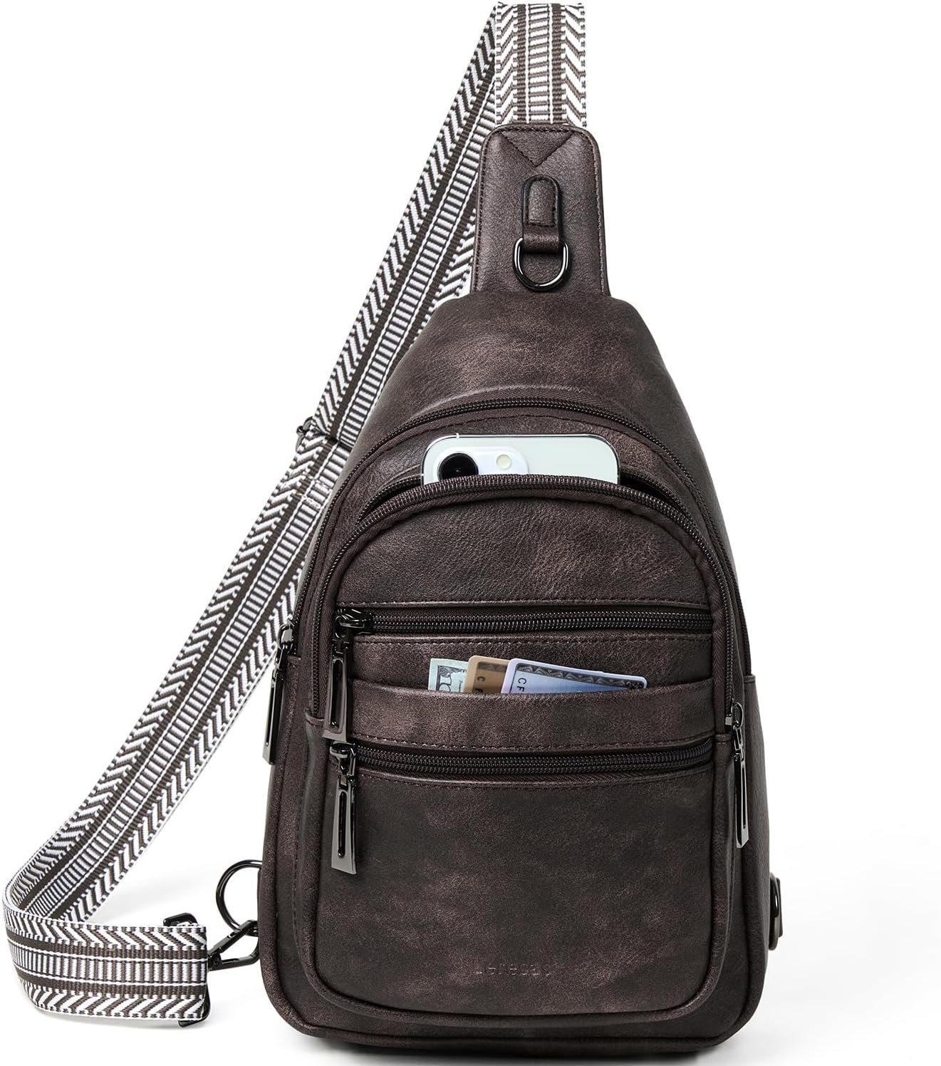Sling Bag for Women Crossbody Bags Fanny Packs Sling Purse Backpack Shoulder Bag Vegan Leather Chic Travel Light Grey