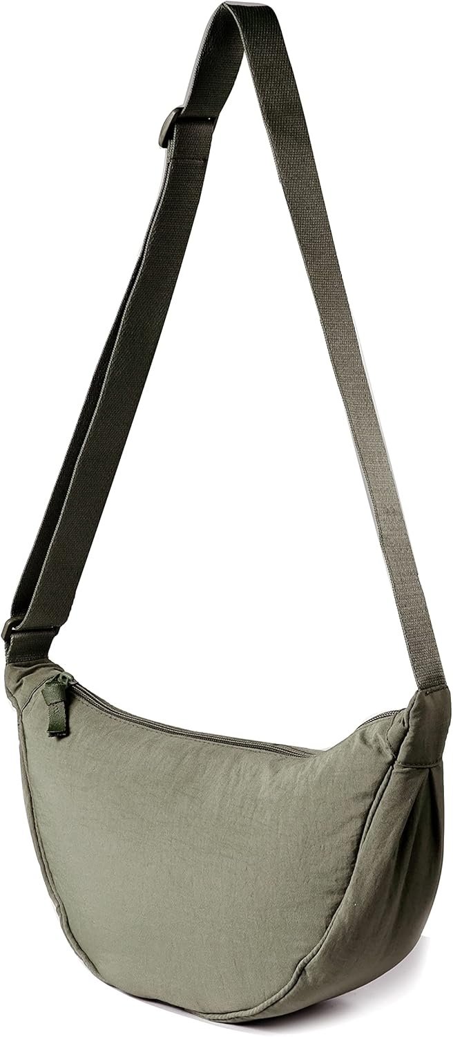 Nylon Crescent Crossbody Bag for Women Men Fanny Pack Crossbody Bag Dumpling Lightweight Travel Sling Bag