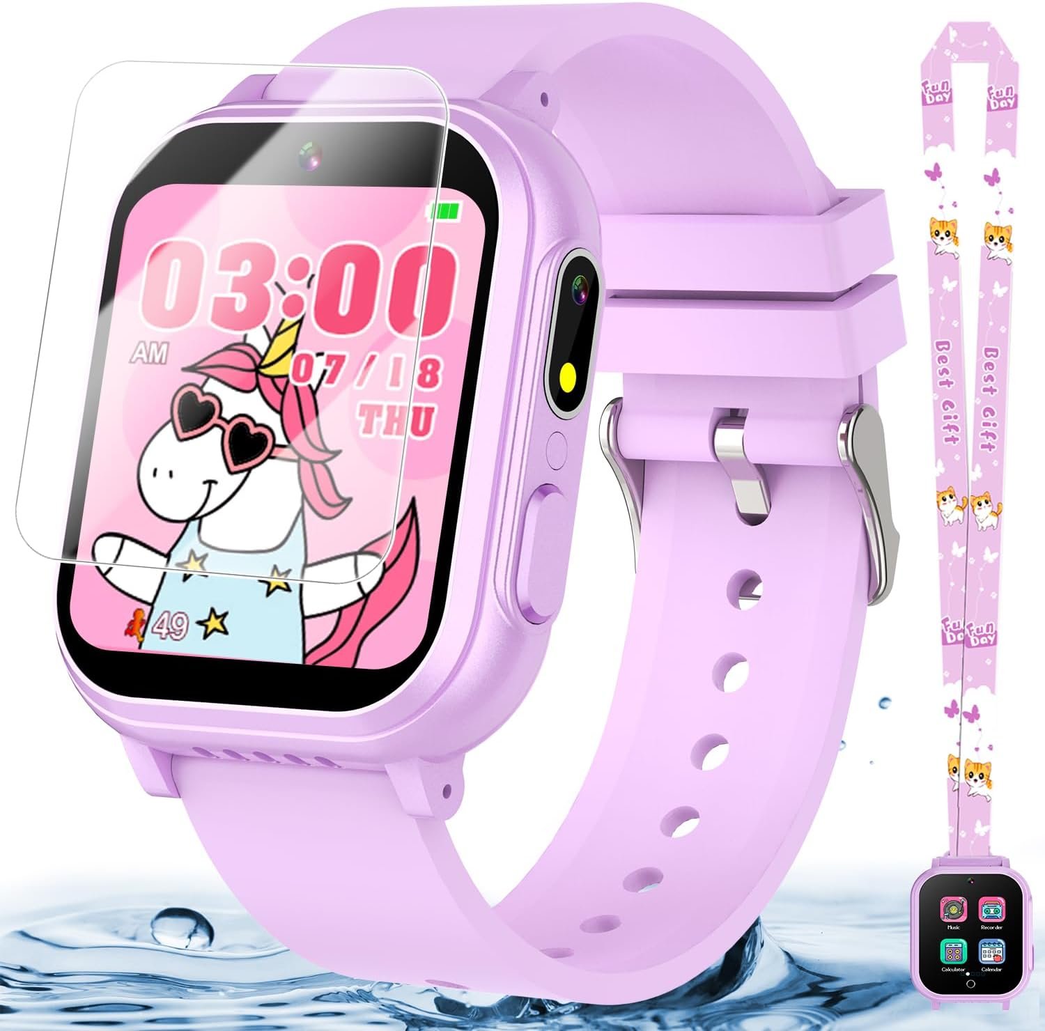 71DQYZJ38xL._AC_SL1500-1 Waterproof Smart Watch for Kids Gift for Girls Age 5-12 with 32 Games, Dual Camera, Habit Tracking, Music Player, Video, Alarm Clock, HD Touchscreen Kids Smart Watch Birthday Toys for 3-12 Year Old