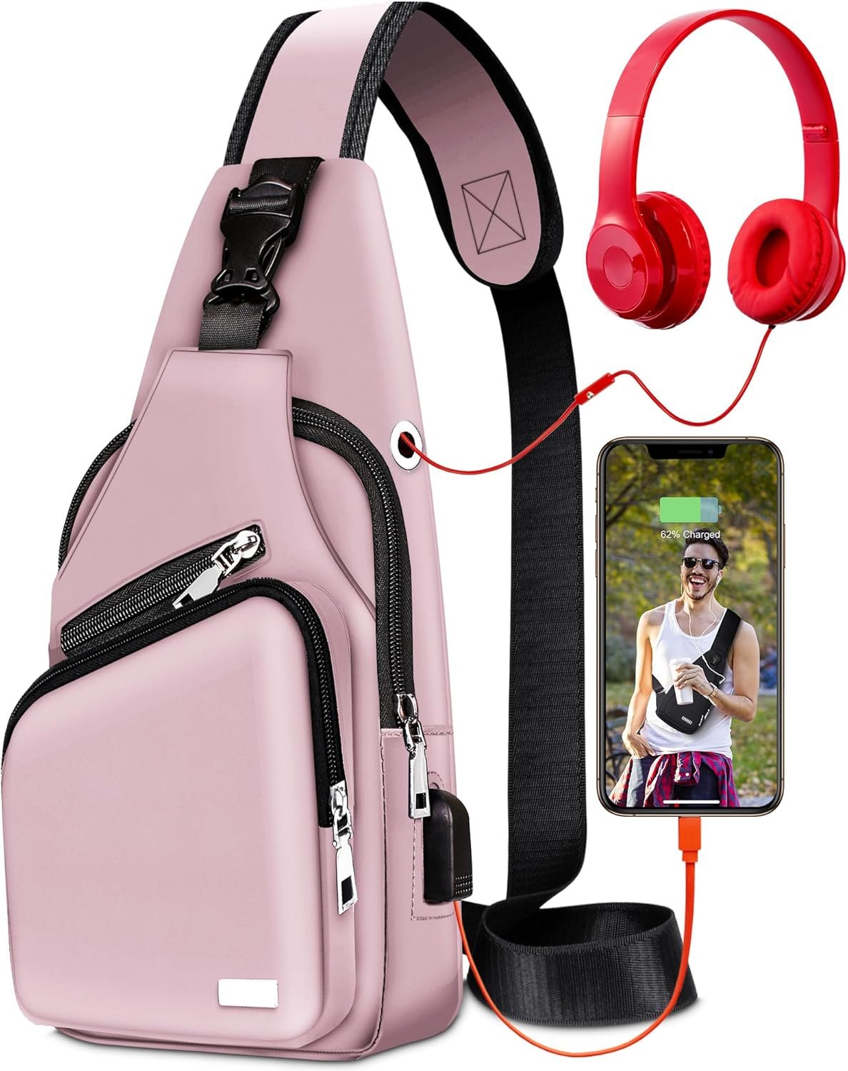 Waterproof Sling Bag Crossbody Backpack for Men Women Sling Backpack Hiking Daypack Multipurpose Cross Body Chest Bag