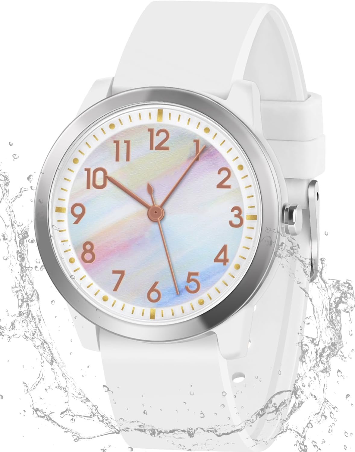 Kids Watch for Girls Boys Children Teens Analog for Kid 8-18 Years Old Learning Time and Easy to Read 50M Waterproof with Soft Band, Great Gift for Kids