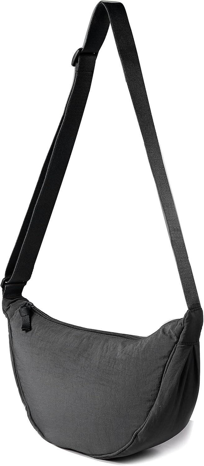 Nylon Crescent Crossbody Bag for Women Men Fanny Pack Crossbody Bag Dumpling Lightweight Travel Sling Bag