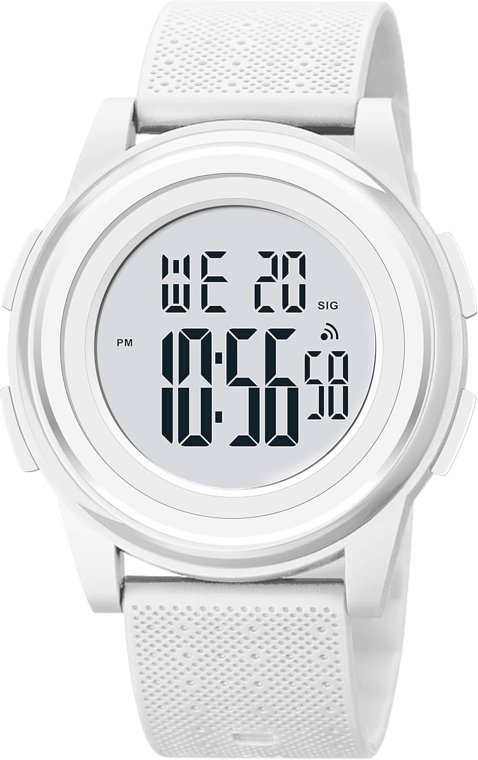 71MeKCVttAL._AC_SL1500 Digital Watches Mens Womens Large Digital Big Simple Ultra-Thin Minimalist Sports Waterproof with Rubber Strap Wrist Watch for Womens Mens White Watch