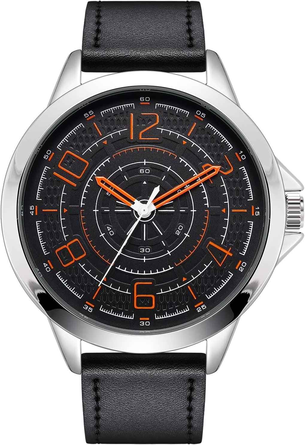 Men Quartz Watch with Leather Strap Wrist Watch - Classic Arabic Numbers, White, Dress, Fashion Simple Style