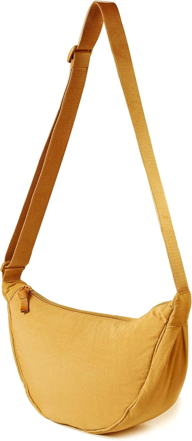 Nylon Crescent Crossbody Bag for Women Men Fanny Pack Crossbody Bag Dumpling Lightweight Travel Sling Bag