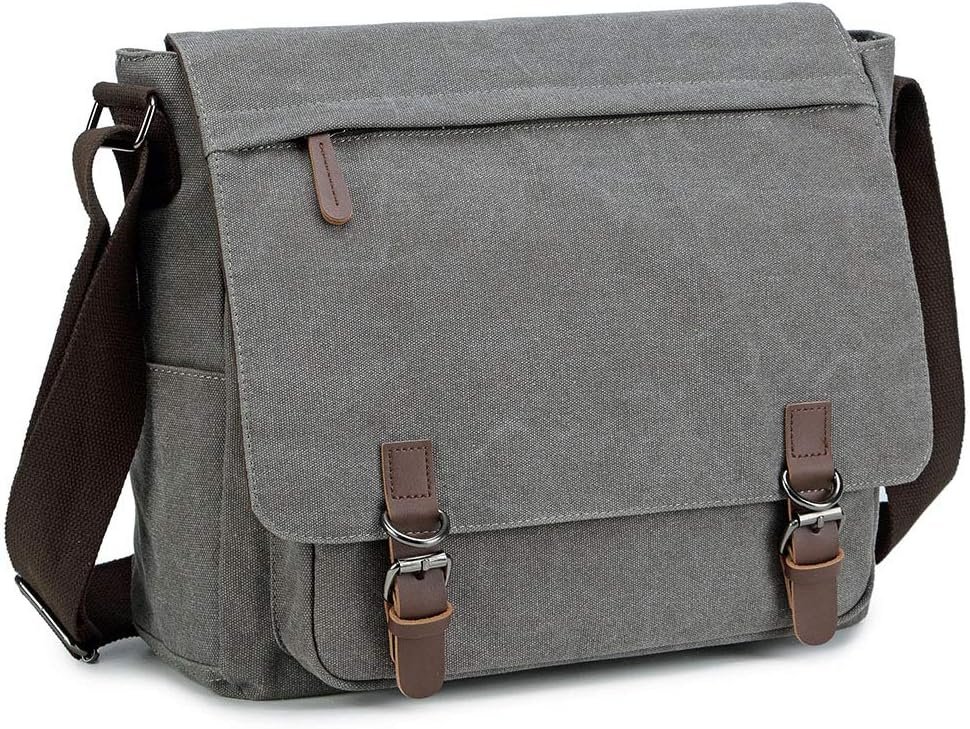 Messenger Bag for Men Retro, Canvas Satchel casual Briefcases Laptop Bag fit 13.3 15.6 Inch