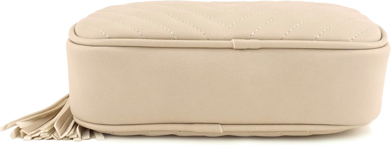 Simple Shoulder Crossbody Bag With Metal Chain Strap And Tassel Top Zipper
