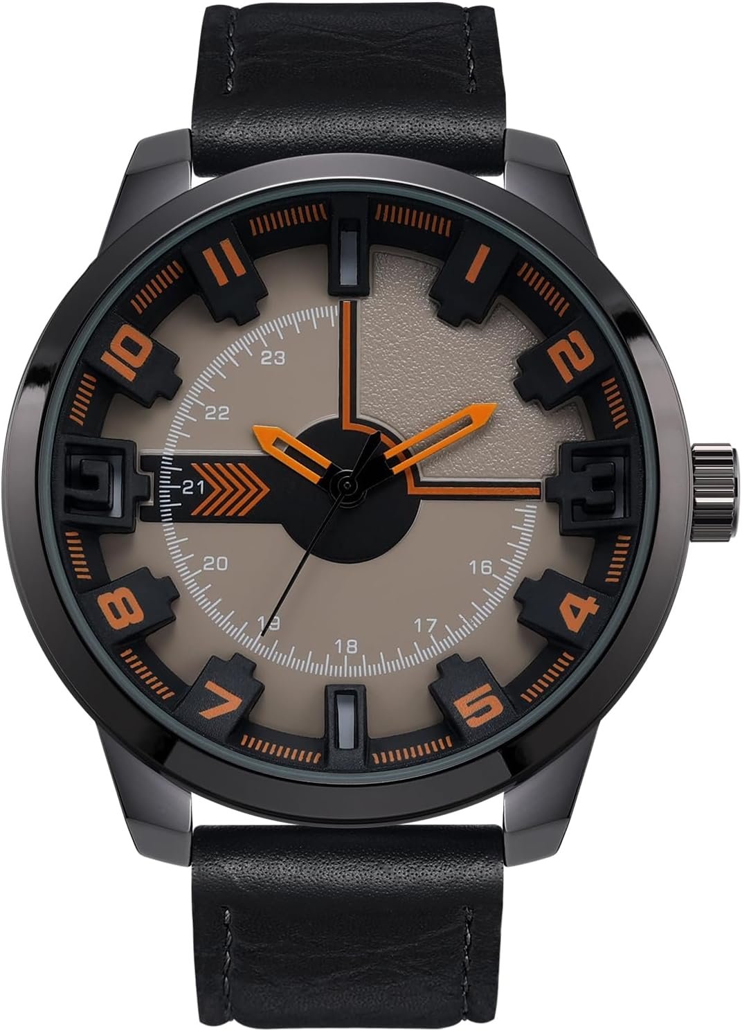 Men Quartz Watch with Leather Strap Wrist Watch - Classic Arabic Numbers, White, Dress, Fashion Simple Style