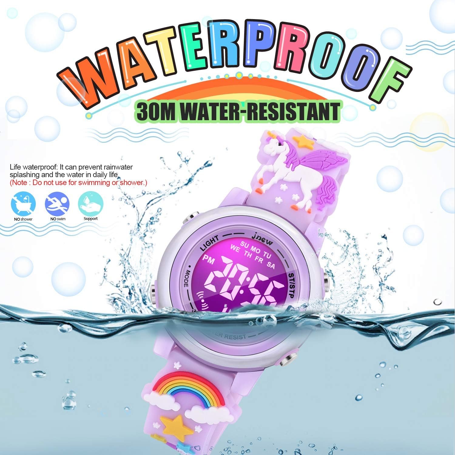71kZm5KI6BL._AC_SL1500 3D Cartoon Waterproof Watches for Girls with Alarm - Best Toys Gifts for Girls Age 3-12