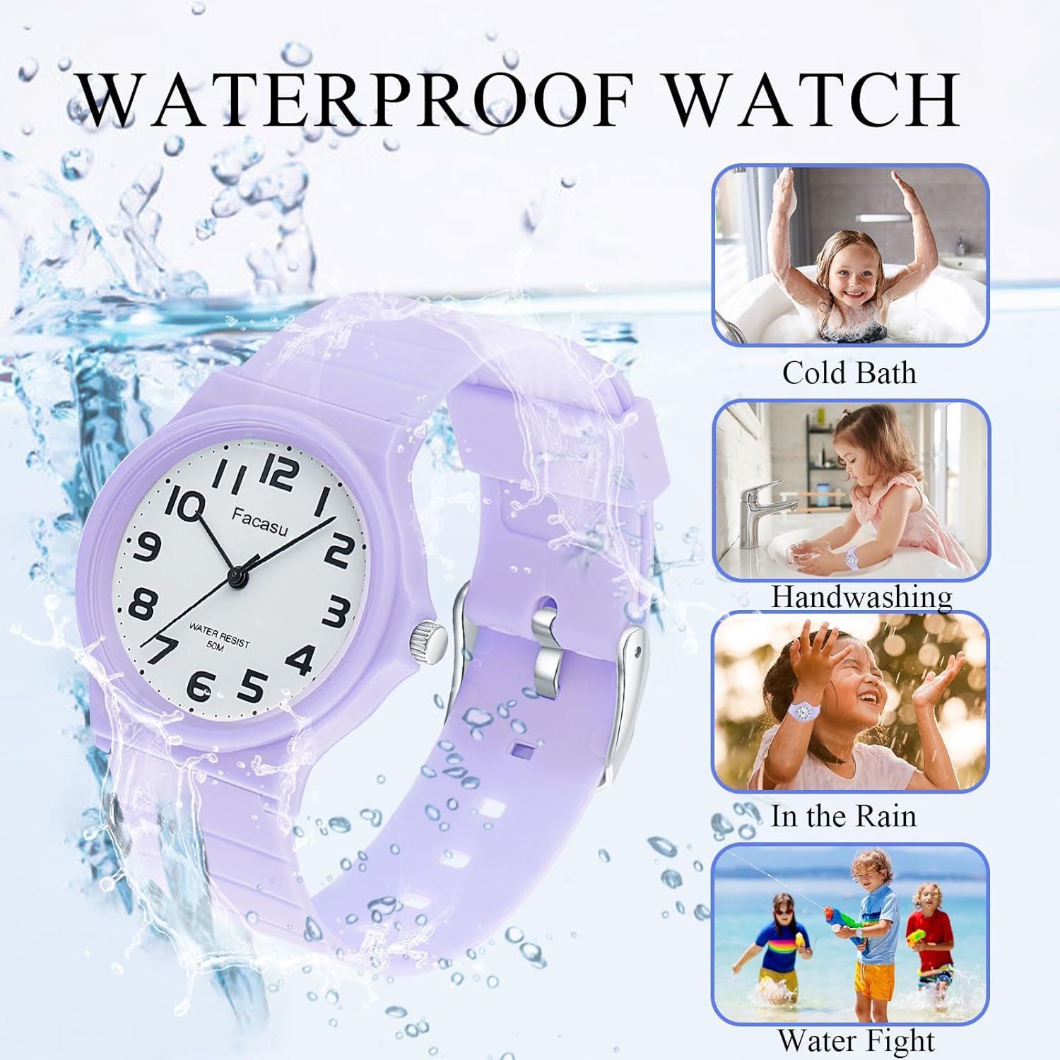 Analog Kids Watch for Boys Girls,50M Waterproof Children Quartz Soft Strap,Easy to Read Time Watch for Kids Girls Boys Ages 5-12