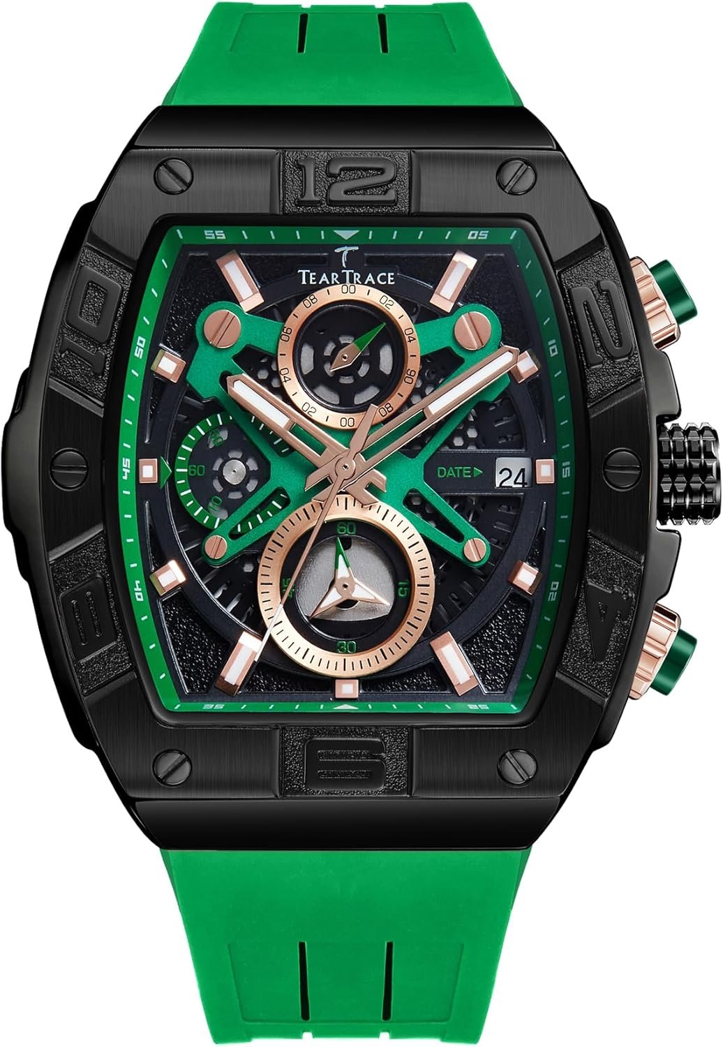 71qpV4osEyL._AC_SL1500-1 Mens Watches Analog Waterproof Fashion Date Wrist Watch, Skeleton Tonneau Watches for Men with Chronograph,Ideal for Sports Enthusiasts & Daily Wear - Perfect Gifts for Men