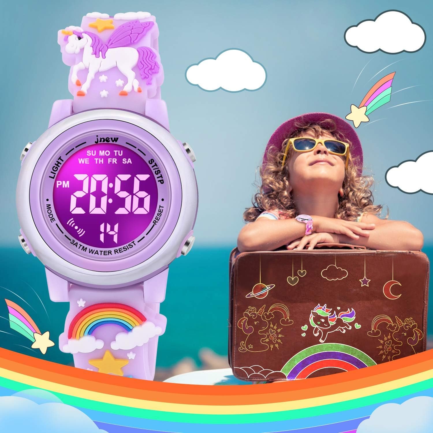 71rrJRoVqzL._AC_SL1500 3D Cartoon Waterproof Watches for Girls with Alarm - Best Toys Gifts for Girls Age 3-12