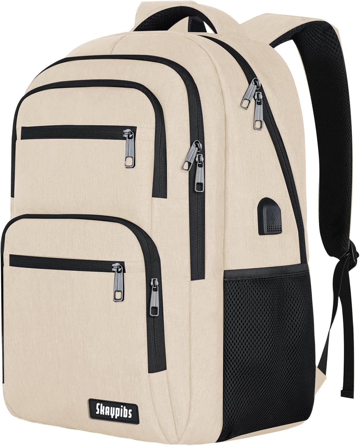 Backpck for Men Women, School Backpack for Boys Teens, 15.6 inch Laptop Back Pack with USB Charger Port, Bookbag with USB Charger for College High Middle School Travel Business Work Mochilas Black