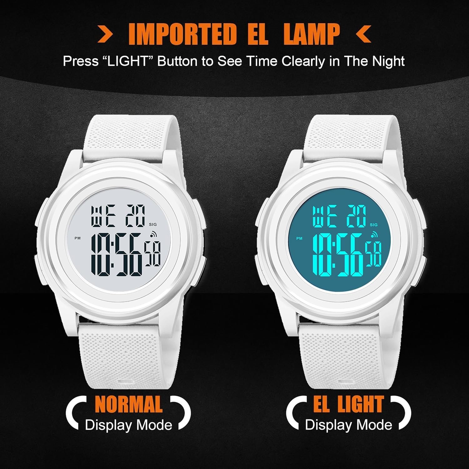 Digital Watches Mens Womens Large Digital Big Simple Ultra-Thin Minimalist Sports Waterproof with Rubber Strap Wrist Watch for Womens Mens White Watch