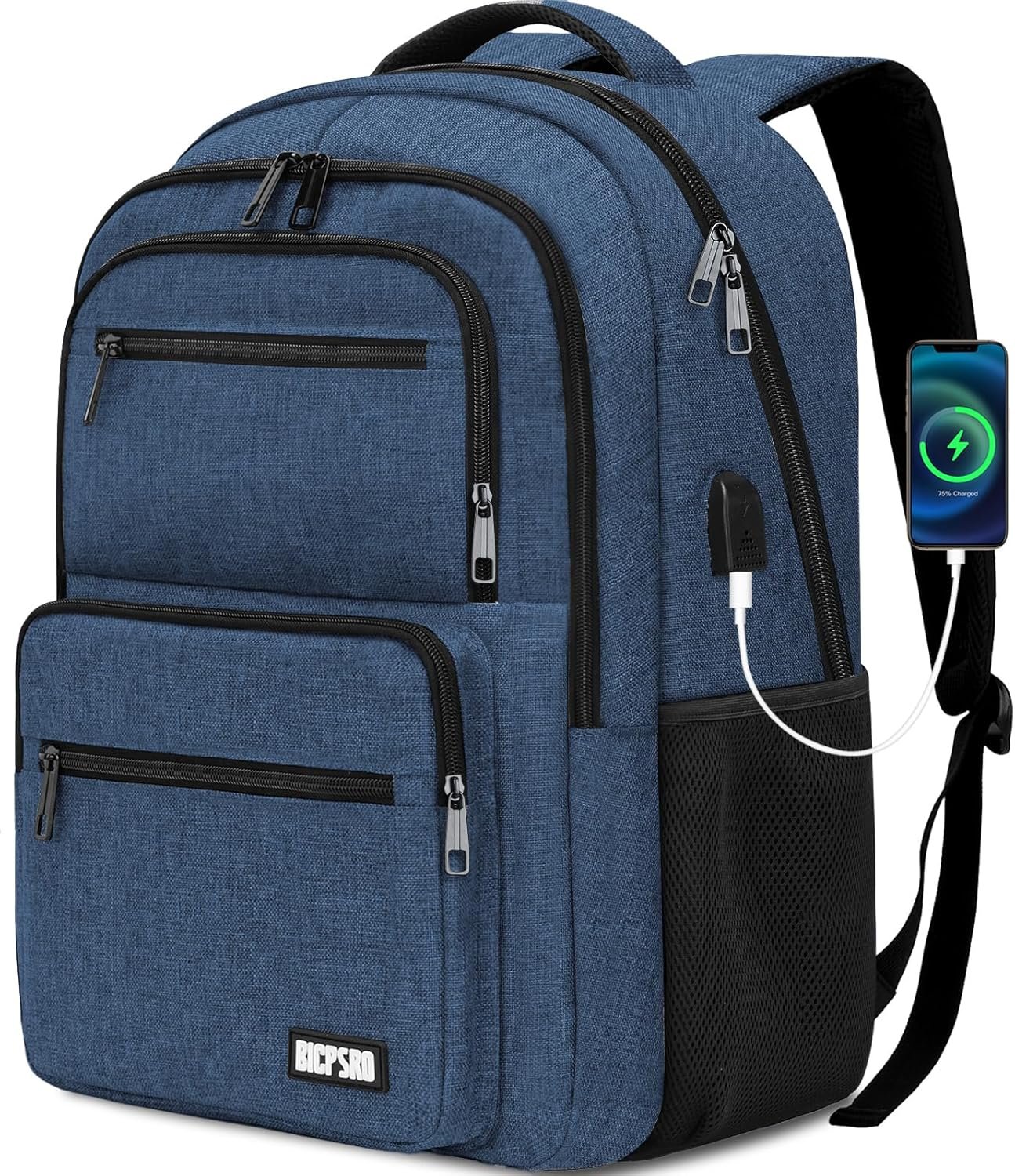 Black Backpack for Men Women, 15.6 inch Laptop Backpack for School, School Backpack for Boys Girls Teens, College Book Bag with USB Port, Water Resistant Bookbag, Business Work Travel