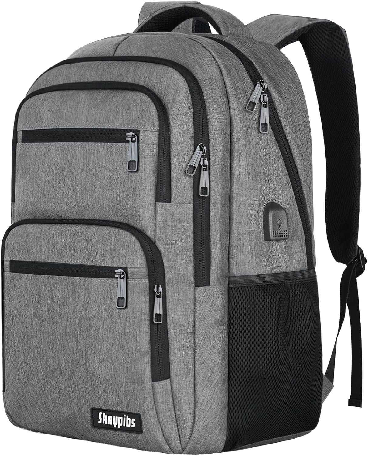 Backpck for Men Women, School Backpack for Boys Teens, 15.6 inch Laptop Back Pack with USB Charger Port, Bookbag with USB Charger for College High Middle School Travel Business Work Mochilas Black