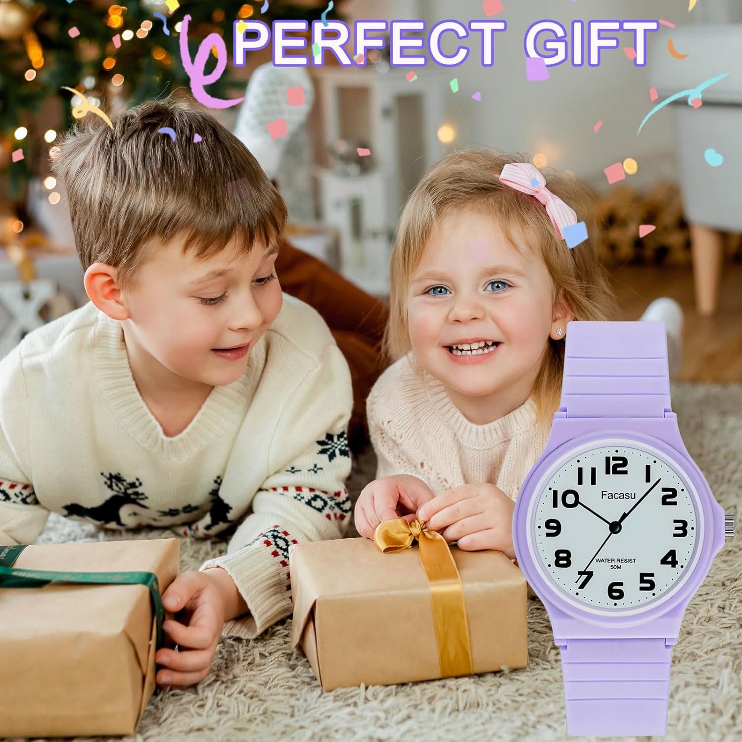 Analog Kids Watch for Boys Girls,50M Waterproof Children Quartz Soft Strap,Easy to Read Time Watch for Kids Girls Boys Ages 5-12