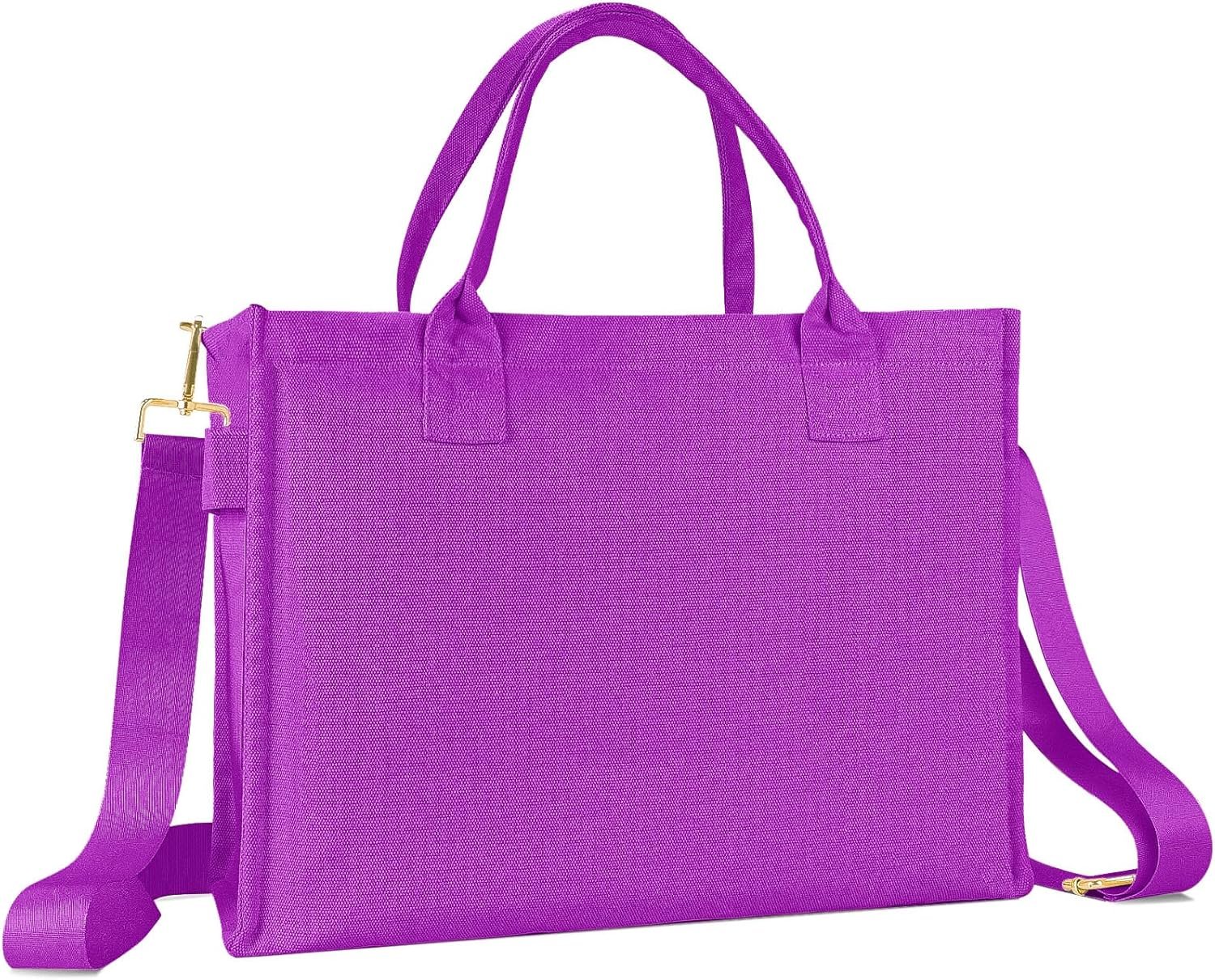 Canvas Tote Bag for Women, Large Laptop Crossbody Bag Travel Tote Handbag Everything Bag with Zip Simple Bag