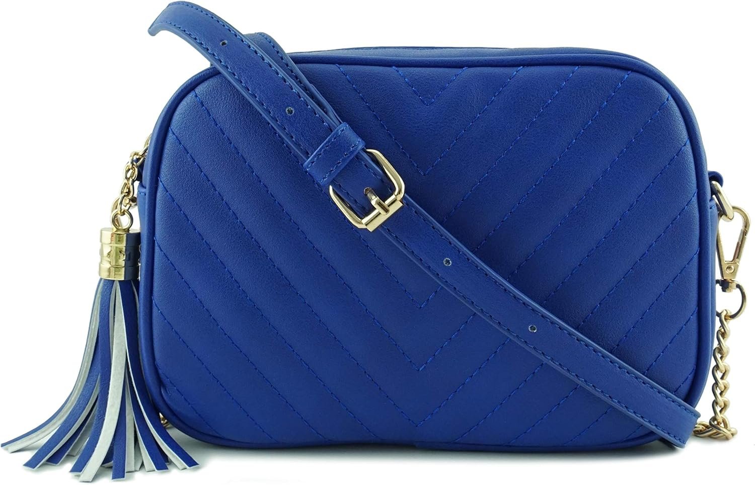 Simple Shoulder Crossbody Bag With Metal Chain Strap And Tassel Top Zipper