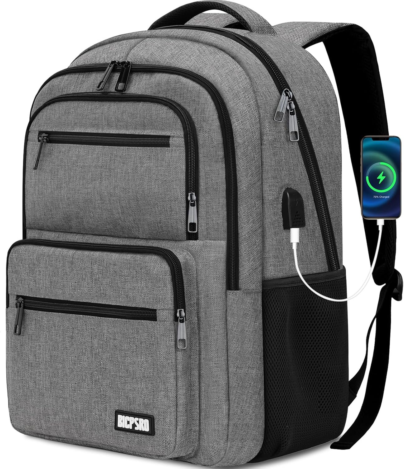 Black Backpack for Men Women, 15.6 inch Laptop Backpack for School, School Backpack for Boys Girls Teens, College Book Bag with USB Port, Water Resistant Bookbag, Business Work Travel
